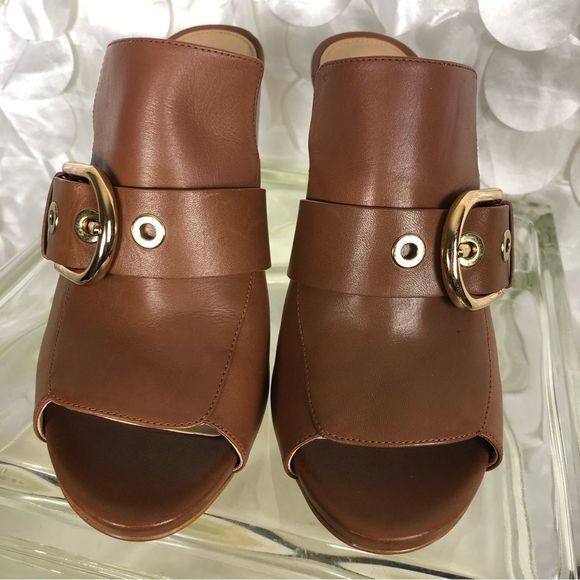 Michael Kors LUGGAGE Cooper Vachatta open toe Mules size 10 NEW - Picture 9 of 9